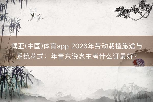 博亚(中国)体育app 2026年劳动栽植旅途与系统花式：年青东说念主考什么证最好？