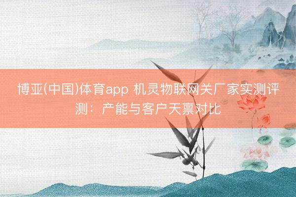 博亚(中国)体育app 机灵物联网关厂家实测评测：产能与客户天禀对比