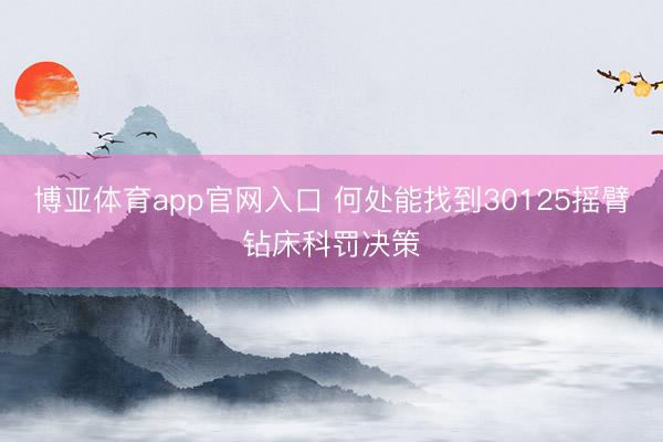 博亚体育app官网入口 何处能找到30125摇臂钻床科罚决策