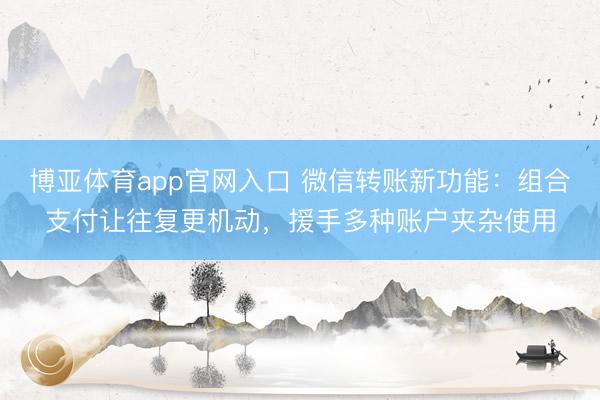 博亚体育app官网入口 微信转账新功能：组合支付让往复更机动，援手多种账户夹杂使用