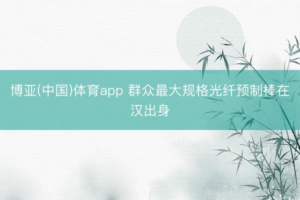 博亚(中国)体育app 群众最大规格光纤预制棒在汉出身