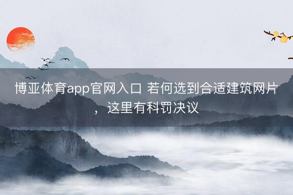 博亚体育app官网入口 若何选到合适建筑网片，这里有科罚决议