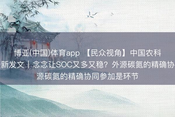 博亚(中国)体育app 【民众视角】中国农科院李虎团队最新发文｜念念让SOC又多又稳？外源碳氮的精确协同参加是环节