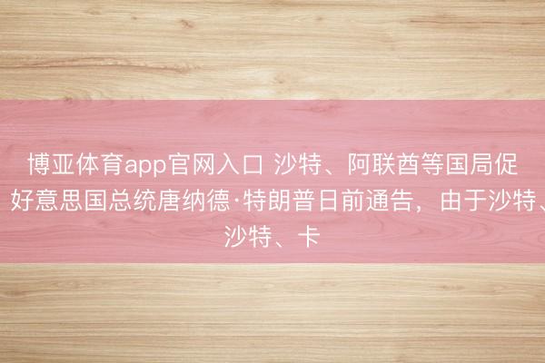 博亚体育app官网入口 沙特、阿联酋等国局促了。好意思国总统唐纳德·特朗普日前通告，由于沙特、卡